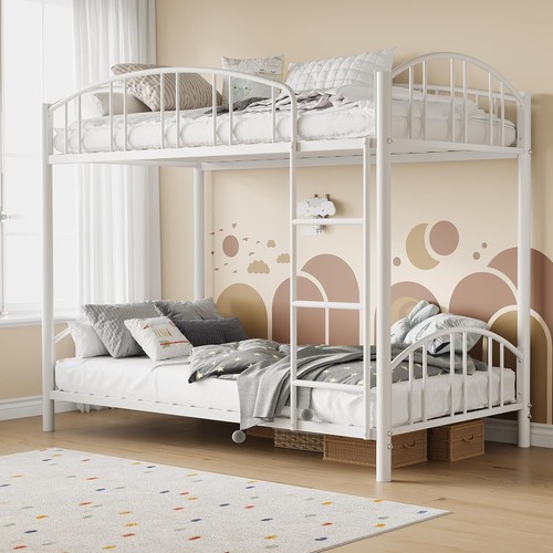 Metal bunk bed white - white, twin