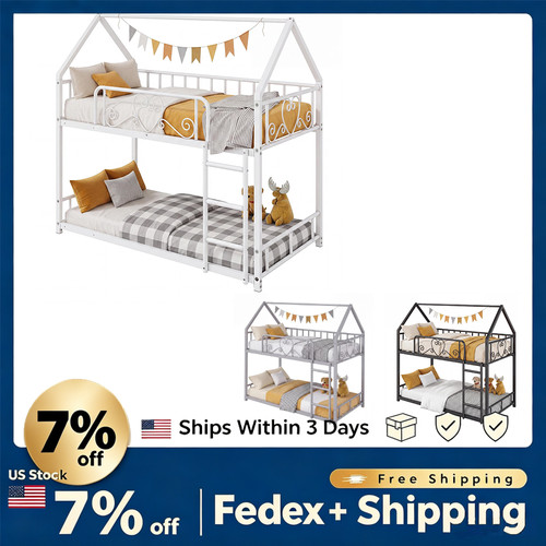 Twin over metal bunk - metal, bed