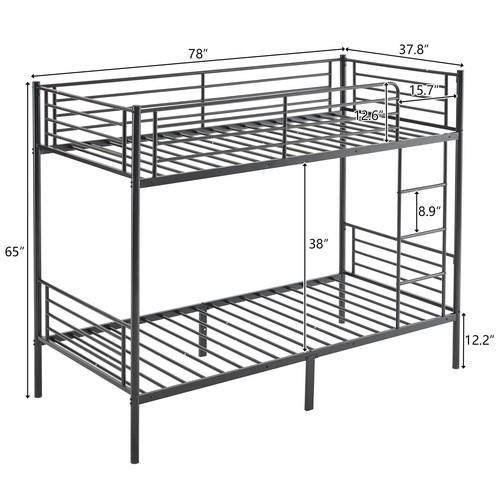 Twin over metal bunk - twin,